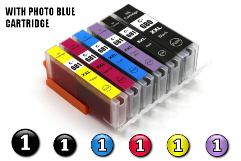6 Pack Combo Compatible Canon ink cartridges (1 x PGI-680XXLBK + 1 x CLI-681XXLBK/C/M/Y/PBL) 6 Pack Combo Compatible Canon ink cartridges (1 x PGI-680XXLBK + 1 x CLI-681XXLBK/C/M/Y/PBL)